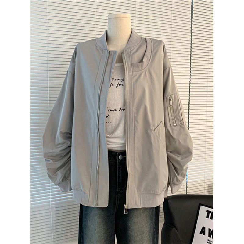 微胖mm飞行员夹克棒球服外套女春秋季2025新款高级感宽松大码上衣