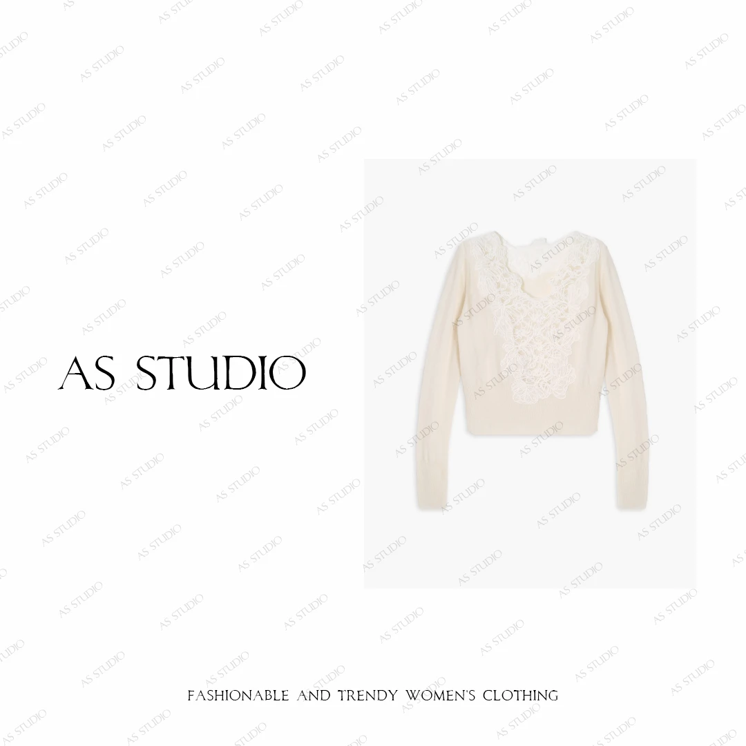 【AS玉容花】25新魅力高级重工立体刺绣蕾丝羊毛毛衣AS25QMZZS03304