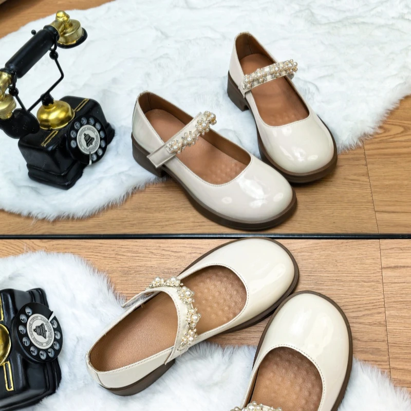 【主播专享】平底玛丽珍鞋粗跟圆头休闲一字拖春季时尚英伦风