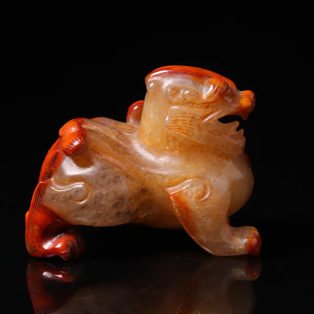 明代天然红缟瑞兽-NX