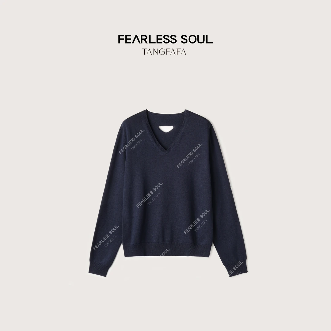 TFF X FS 美利奴绵羊毛螺纹镂空V领显瘦有型套头毛衣女825FM388 -