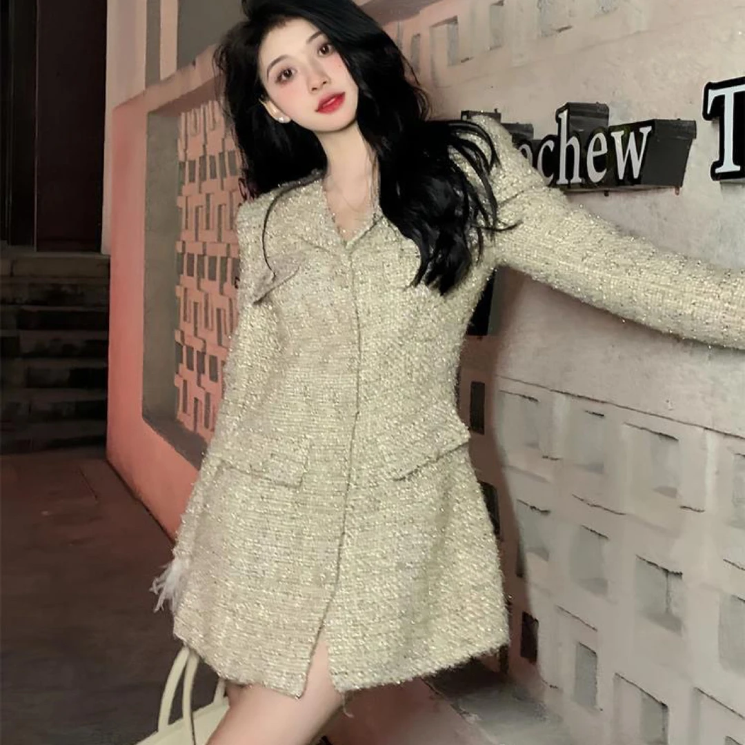 大码均码小香风外套连衣裙显瘦针织小个子韩版休闲ins网红秋季jk