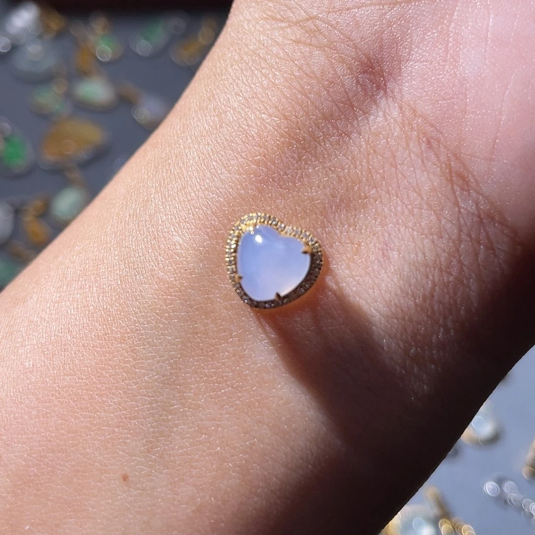 吊坠(不含链)18K金镶嵌翡翠