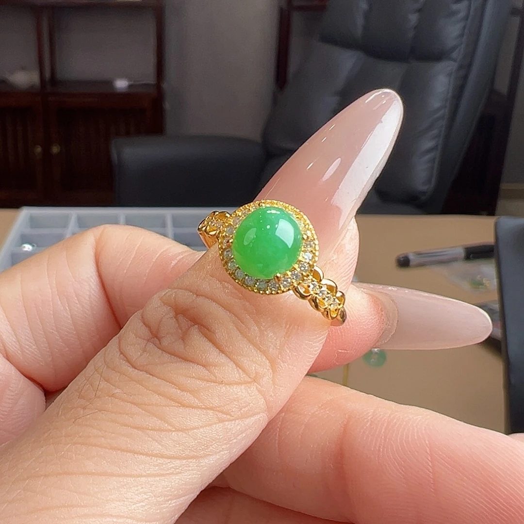 银S925镶嵌戒指翡翠戒指