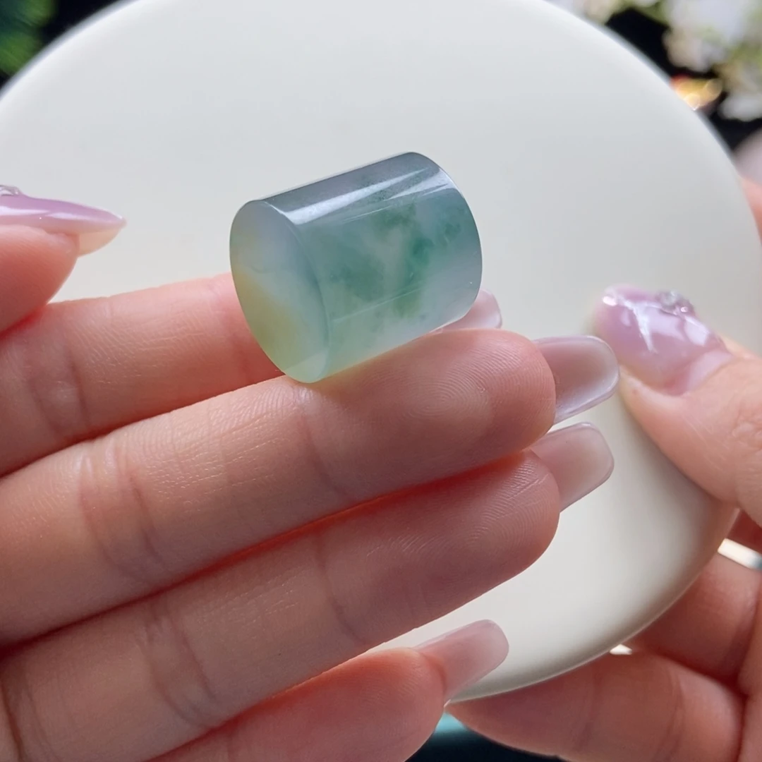 翡翠散珠翡翠冰黄飘花大桶珠