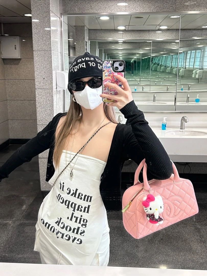 95新 Chanel/香奈儿  粉色鱼子酱 保龄球包 27cm 11359184