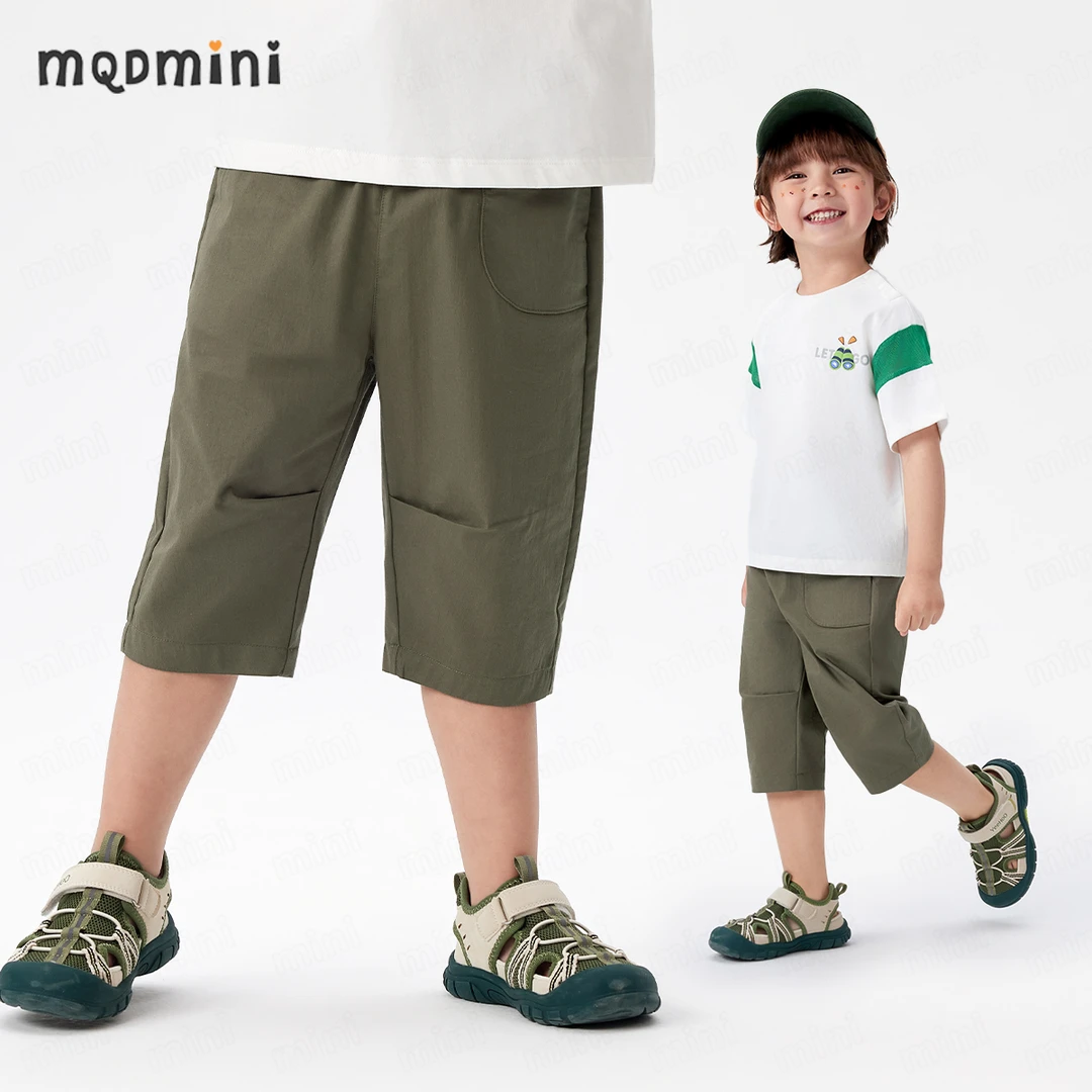 MQDMINI童装男童七分裤2025年夏季新款中小童梭织中腿裤子
