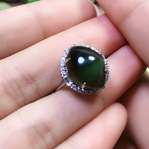 银S925镶嵌戒指和田玉