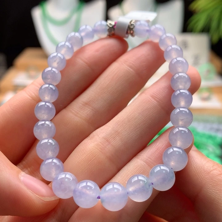 翡翠未镶嵌手串天然缅甸A货翡翠卡6.3-7.6mm