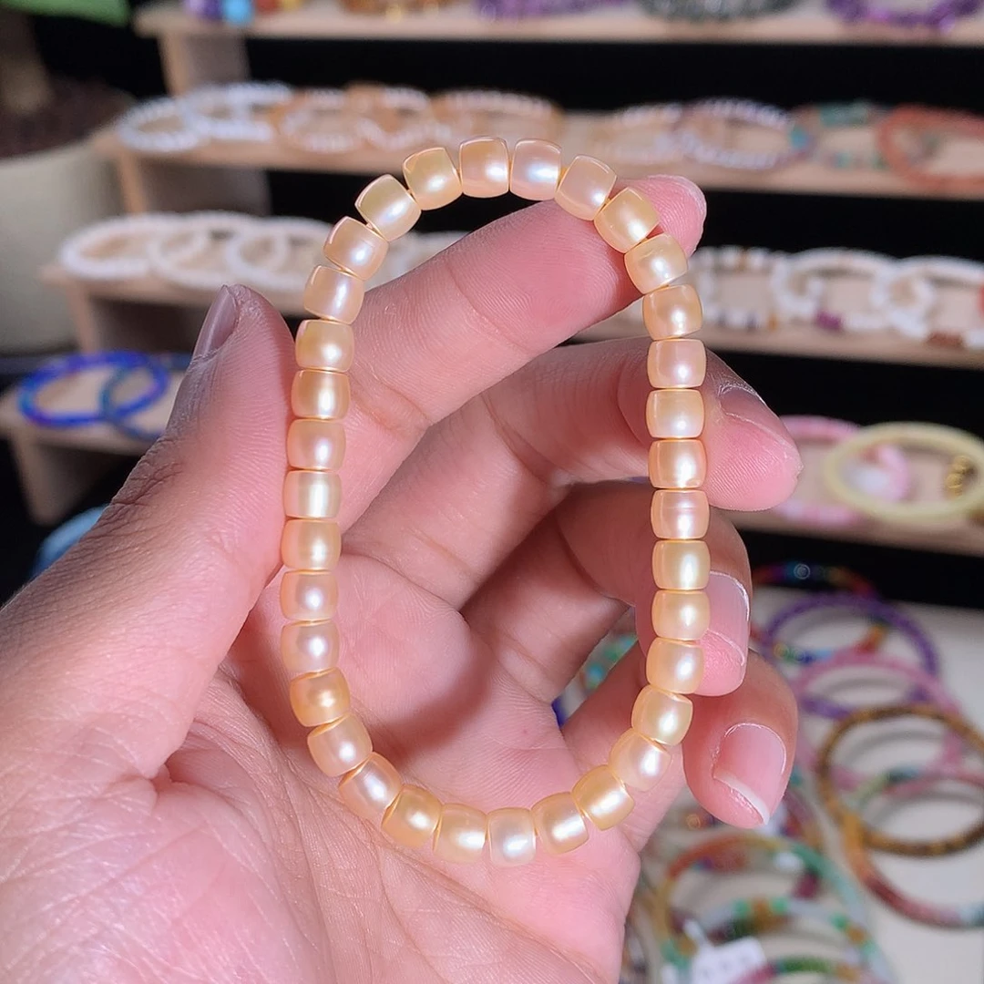 未镶嵌手串淡水珍珠精工直切香槟色珍珠6mm