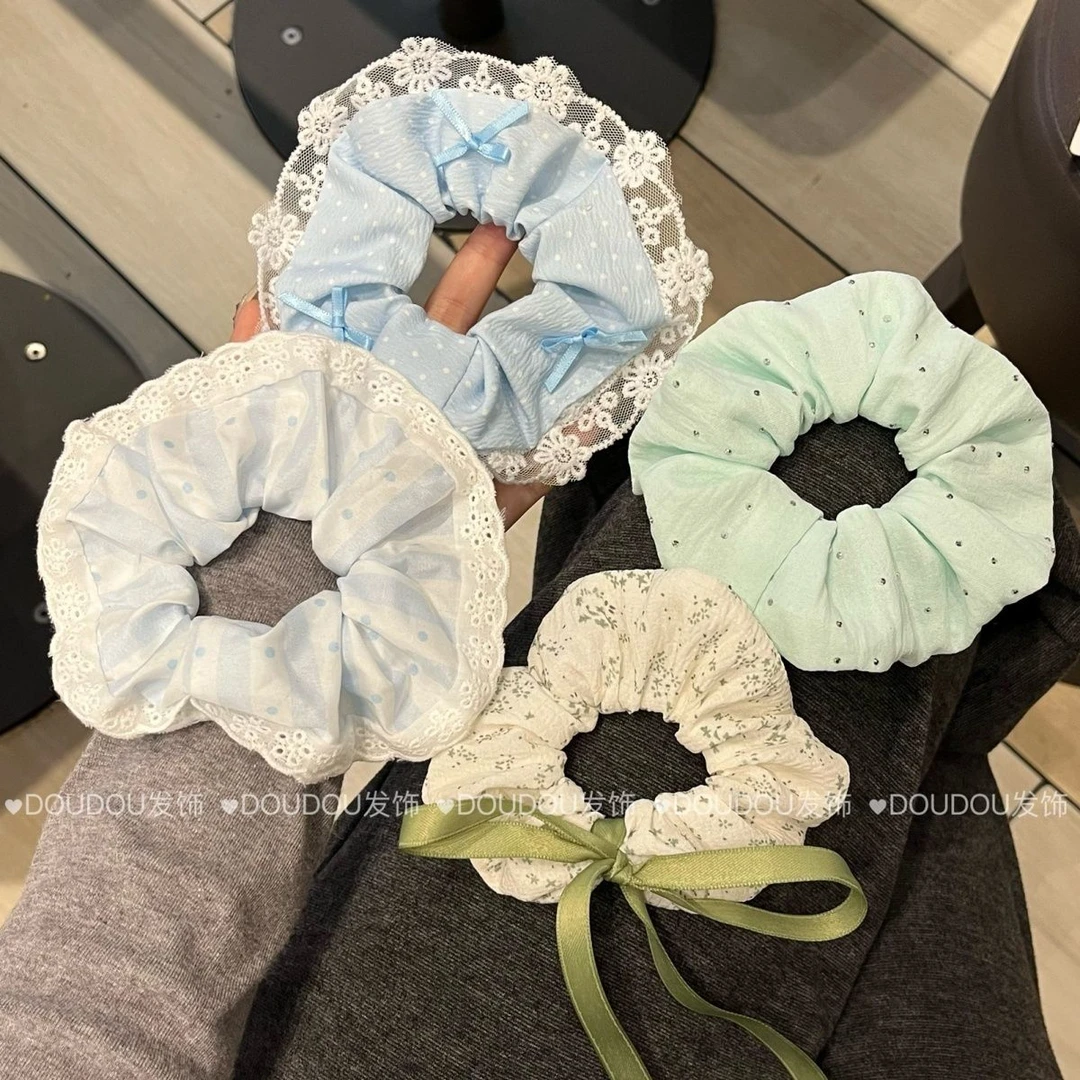 韩系蝴蝶结大肠蕾丝发圈花边百搭马尾少女甜美气质头绳发饰发绳