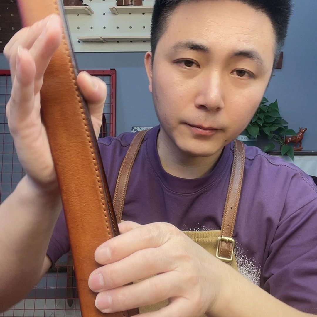 程***）头层牛皮腰带对折款