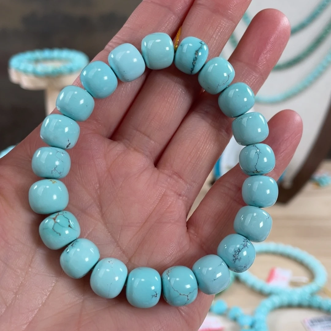 绿松石未镶嵌套链9.8精品瓷釉级果冻料手串