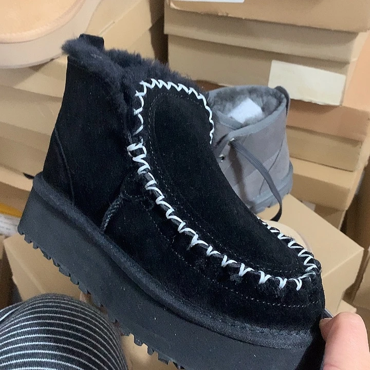 38-40黑色勾线厚底全羊毛