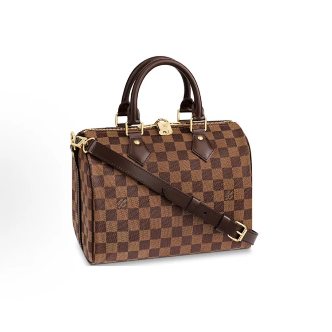 99新 LouisVuitton/路易威登 棋盘格speedy25芯片款手提包
