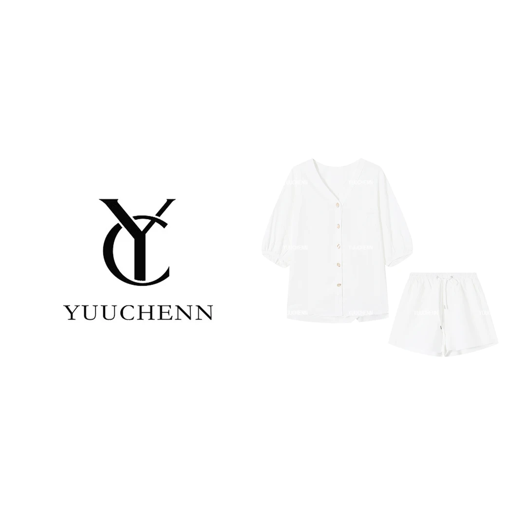 YUUCHENN 常规可爱风防晒宽松白色衬衫春夏V领w61216