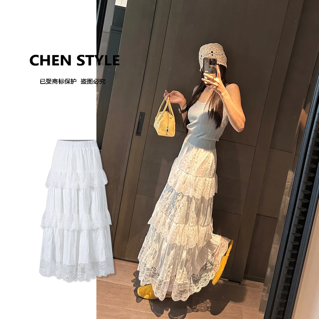 楚楚君~【仙女氛围裙】Q26937春款松紧腰蛋糕层次蓬蓬半身裙