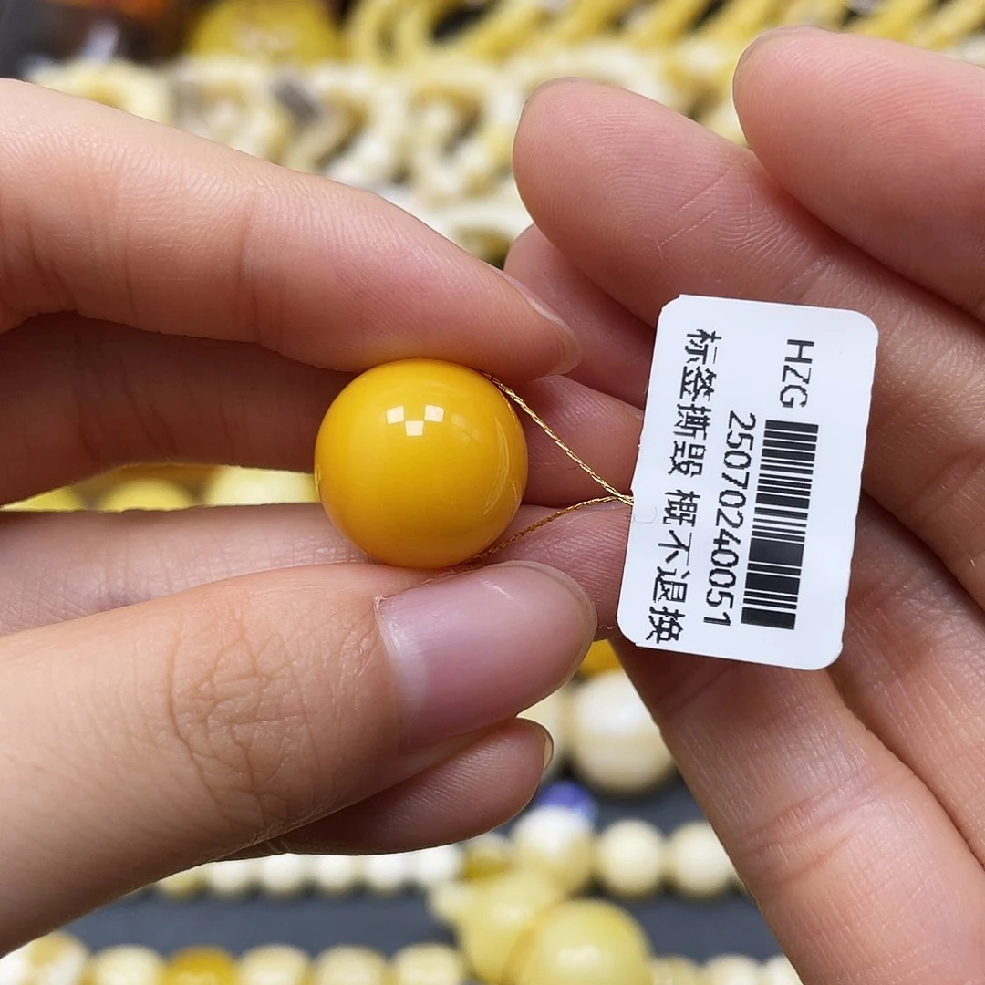 未镶嵌蜜蜡裸石圆珠15.2mm（1.2mm孔）