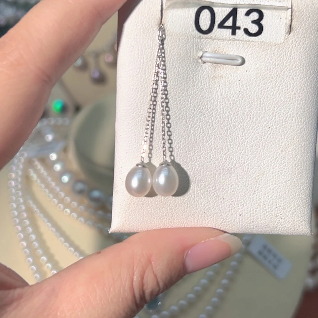 通体银天然珍珠银S925镶嵌淡水珍珠