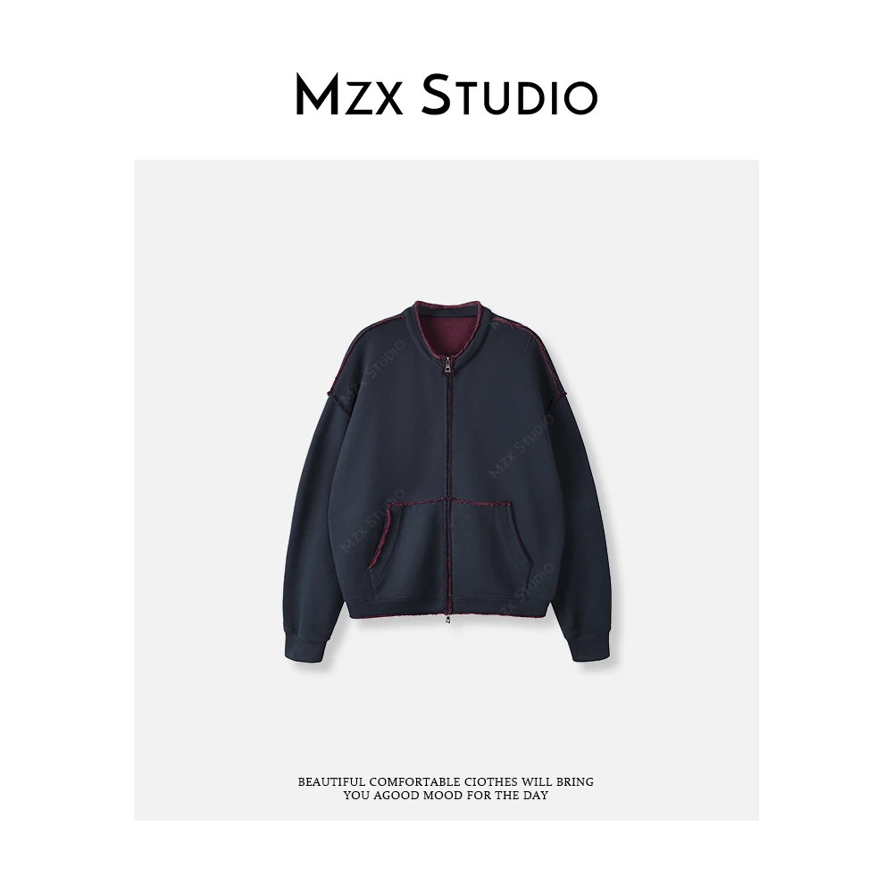 MZX 秋季纯棉撞色毛边拉链外套上衣 WT9363-C