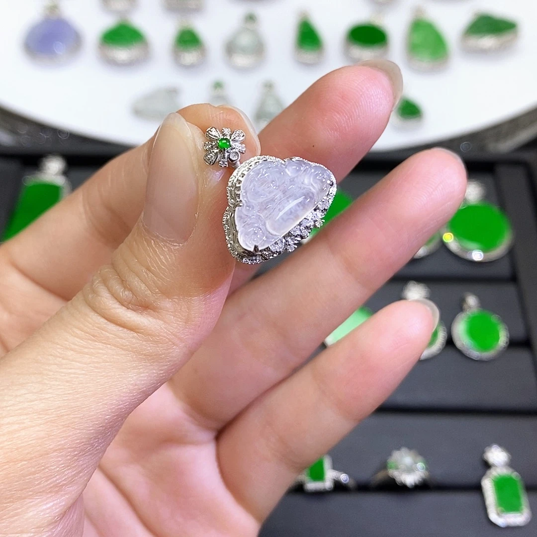 翡翠18K金镶嵌吊坠(不含链)