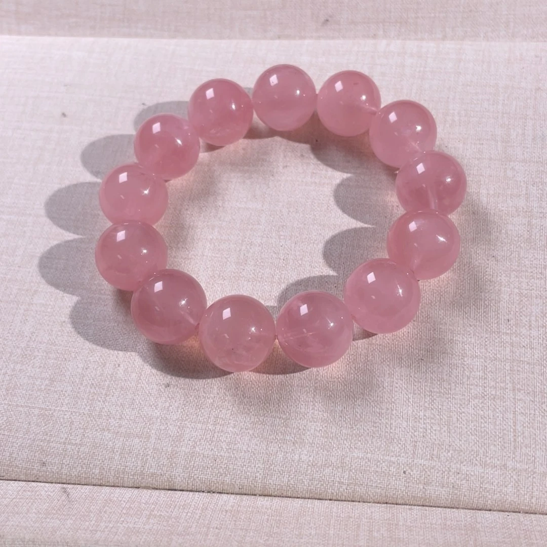 芙蓉石手链未镶嵌粉水晶手串卡15mm