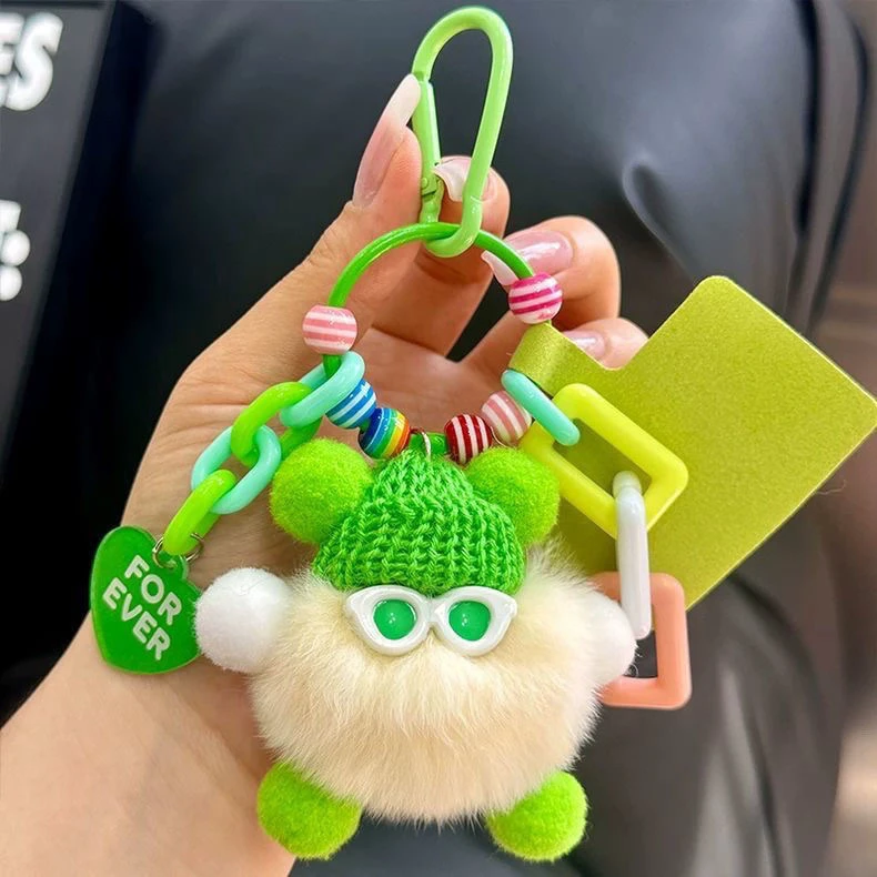 可爱獭兔毛小煤球包包挂件丑东西毛绒公仔挂饰玩偶汽车钥匙扣挂件