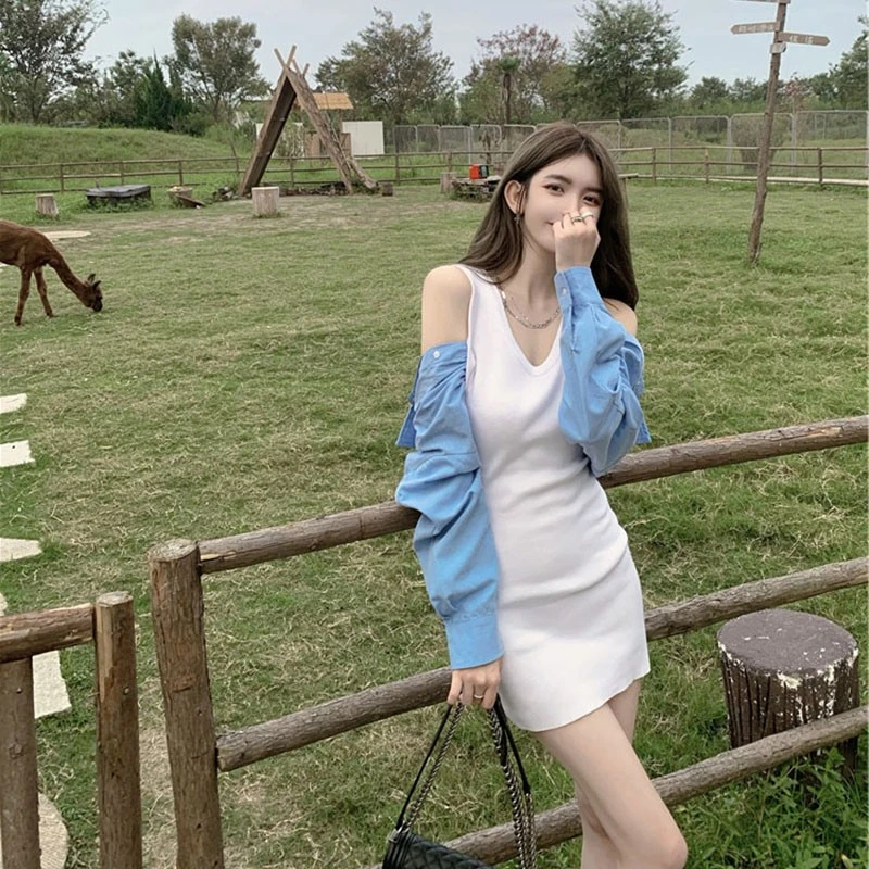 裙子秋款女装2025年新款设计感拼接显瘦气质假两件法式连衣裙