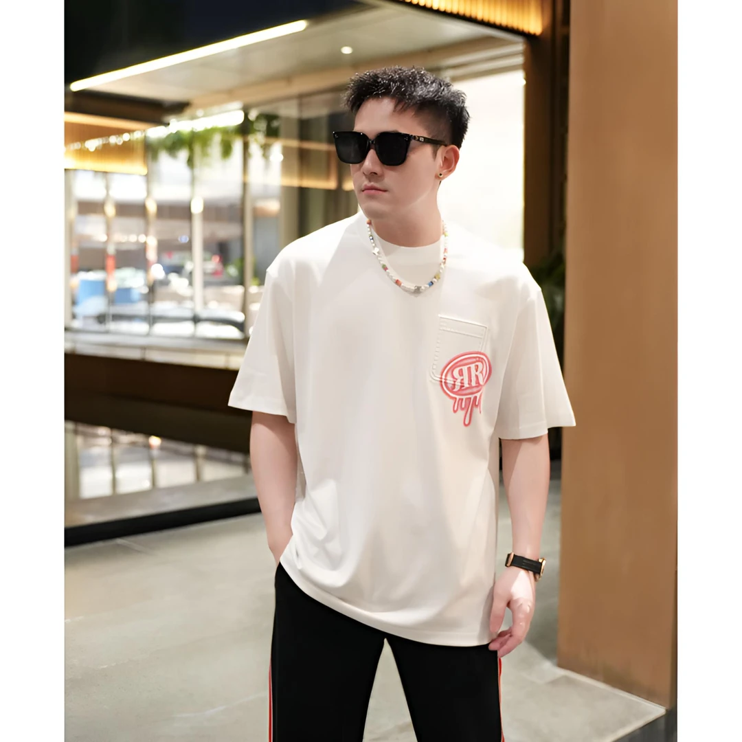 CLL夏季2025新款轻奢印花休闲圆领潮流宽松短袖t恤男潮牌百搭半袖