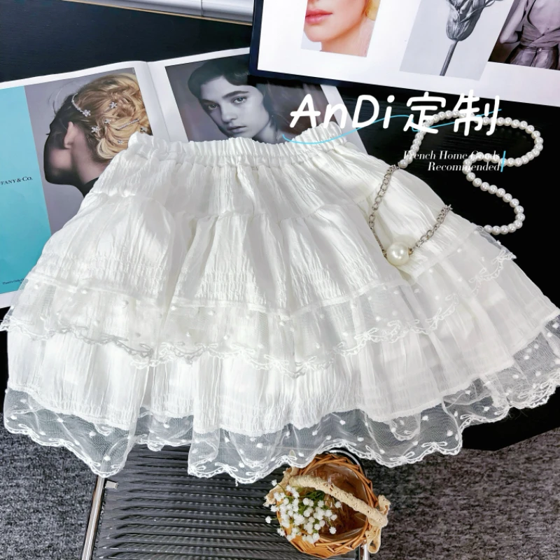 〖ANDI〗安迪订制夏季新款女童中大童韩版洋气花边裙子半身裙4407