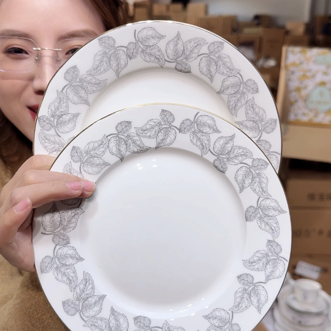 骨瓷骨瓷8英寸20cm平盘2只外贸骨瓷