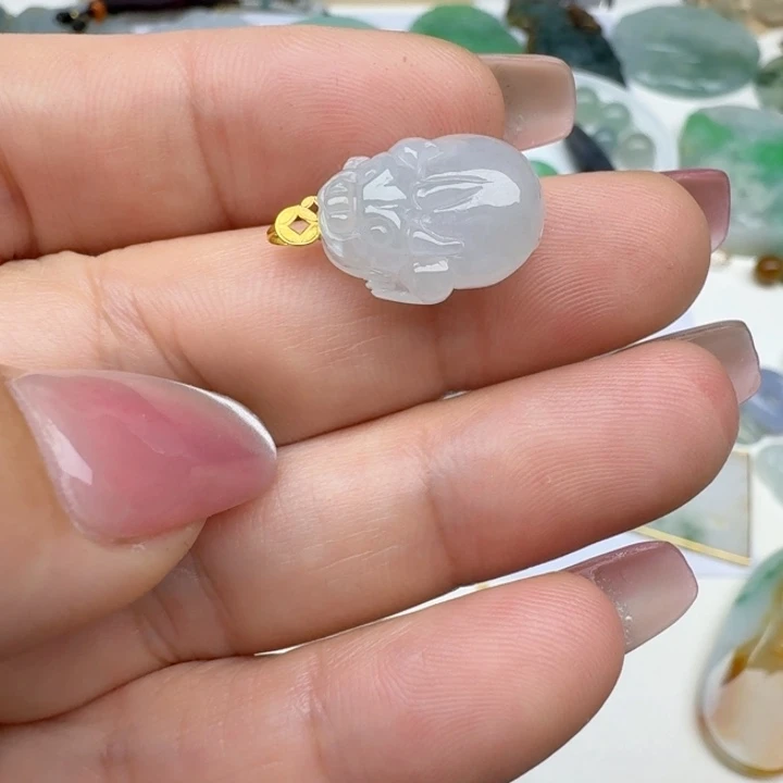 翡翠18K金镶嵌吊坠(不含链)