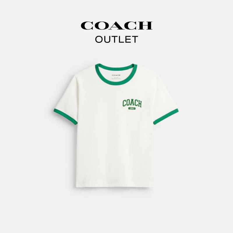 COACH/蔻驰奥莱  棉质运动风经典标志70年代风格T恤