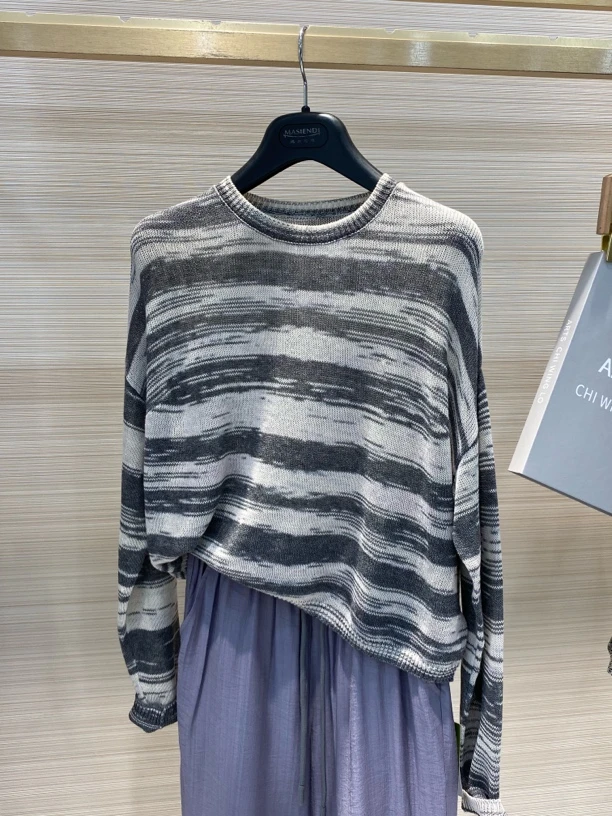 长袖修身型薄款秋季常规毛针织衫女装休闲森系新中式