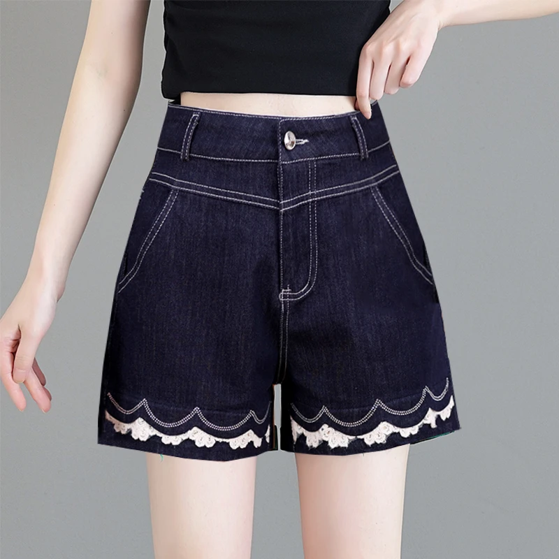 大码胖mm高腰复古牛仔短裤女2025新款夏季薄款a字阔腿辣妹热裤子
