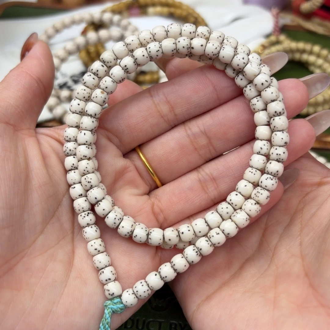 手串星月菩提5.8数星星鼓珠108❗️骨瓷白石玉料