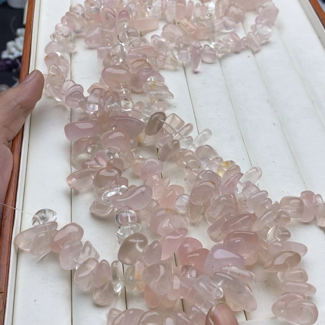 未镶嵌玛瑙/玉髓珠宝半成品一条天然高品六芒星粉晶不规则
