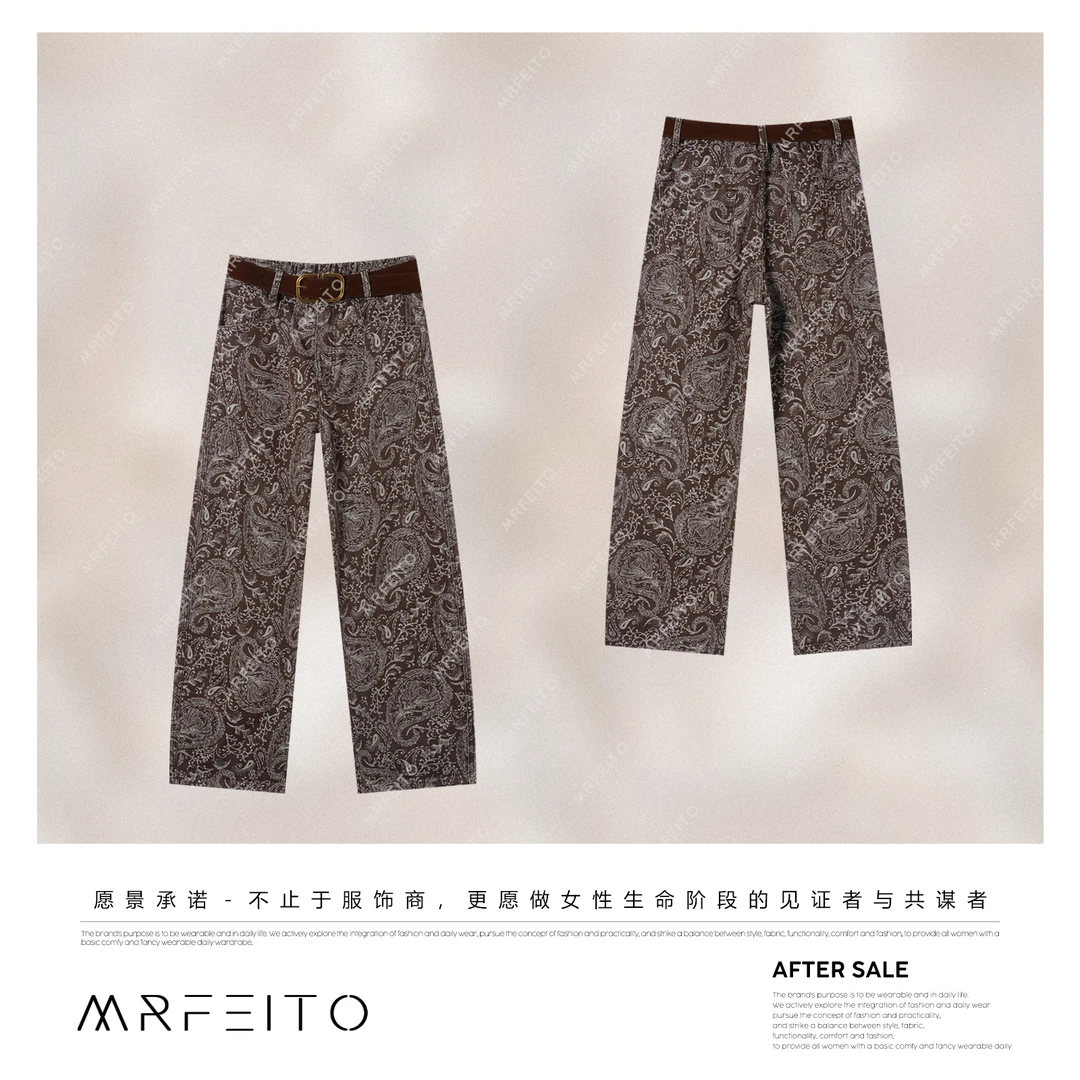 MRFEITO菲爷驾到【佩斯利】高级重工腰果花ing风弯刀裤H8K02Q33036