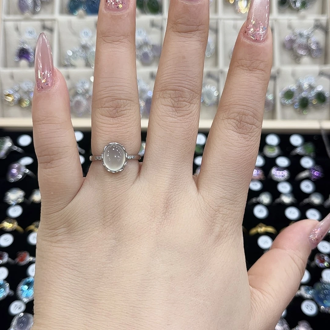 岫玉银S925镶嵌戒指