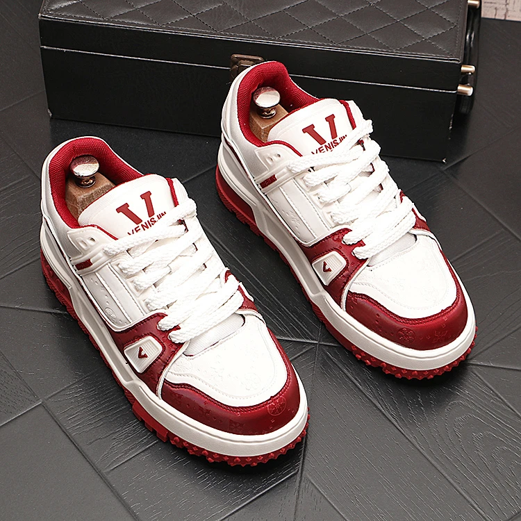 百搭小白鞋低帮男士休闲潮鞋轻奢时尚厚底渐变色休闲潮鞋胖丁板鞋