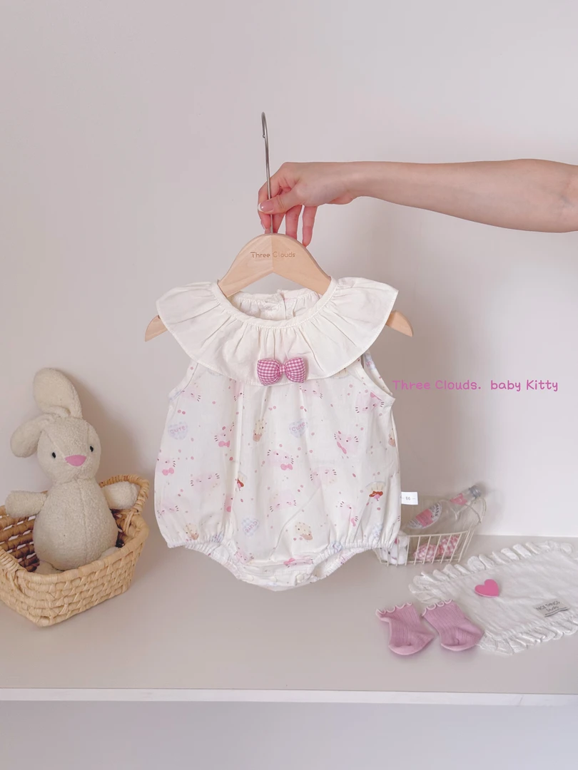 三小朵2614【甜心Kitty】夏季婴幼儿女宝宝俏皮可爱哈衣包屁衣