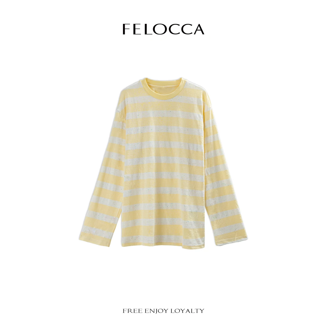 【FELOCCA】宽松清新条纹套头衫慵懒风长袖T恤NYN-4840