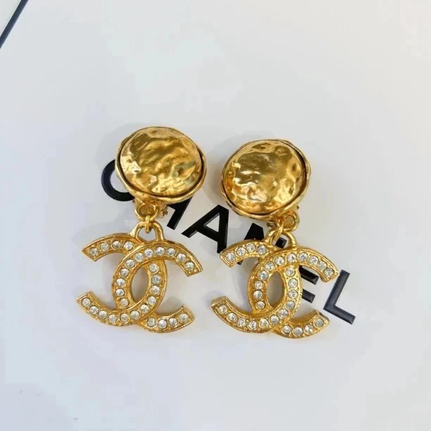 95新 Chanel/香奈儿 Chanel vintage香奈儿中古钻双c耳夹