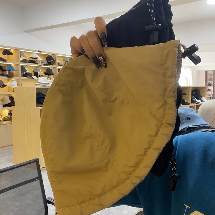 头层牛皮革2个大个抽绳水桶帽