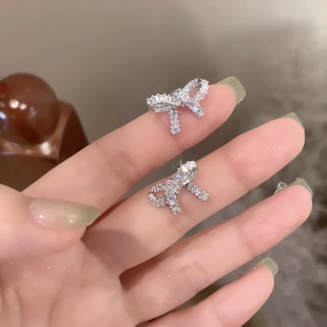 铜合金耳饰 蝴蝶结耳钉2025新款爆款高级感耳环925银针精致饰品女