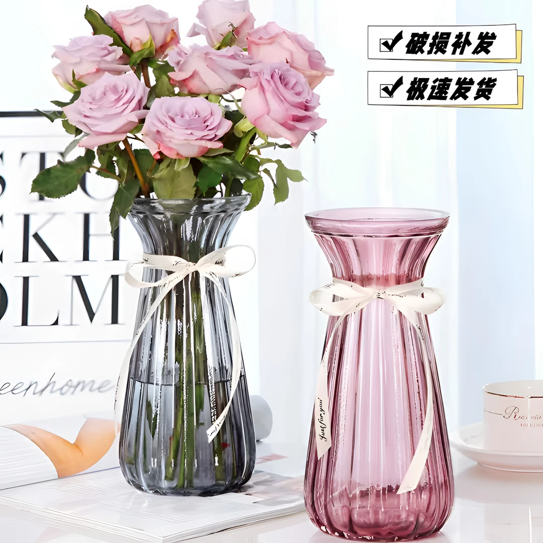 以舟创意花瓶玻璃透明水养客厅摆件鲜花插花瓶北简约富贵竹干花瓶