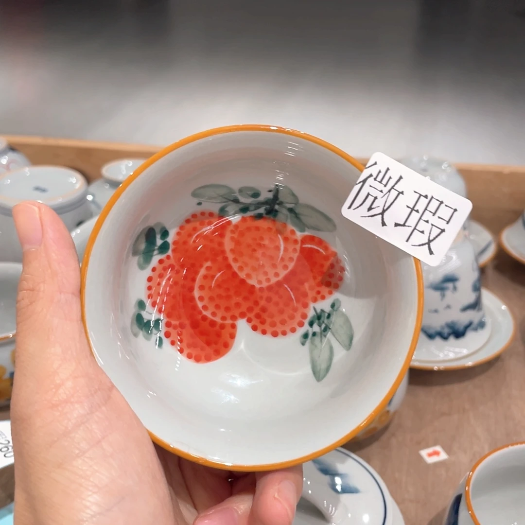 釉下手绘茶具微瑕