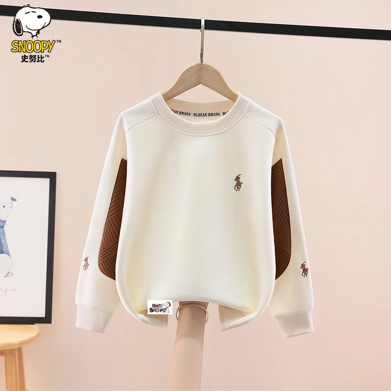 史努比男童卫衣春秋款2025新款洋气中大童圆领上衣男孩长袖打底衫
