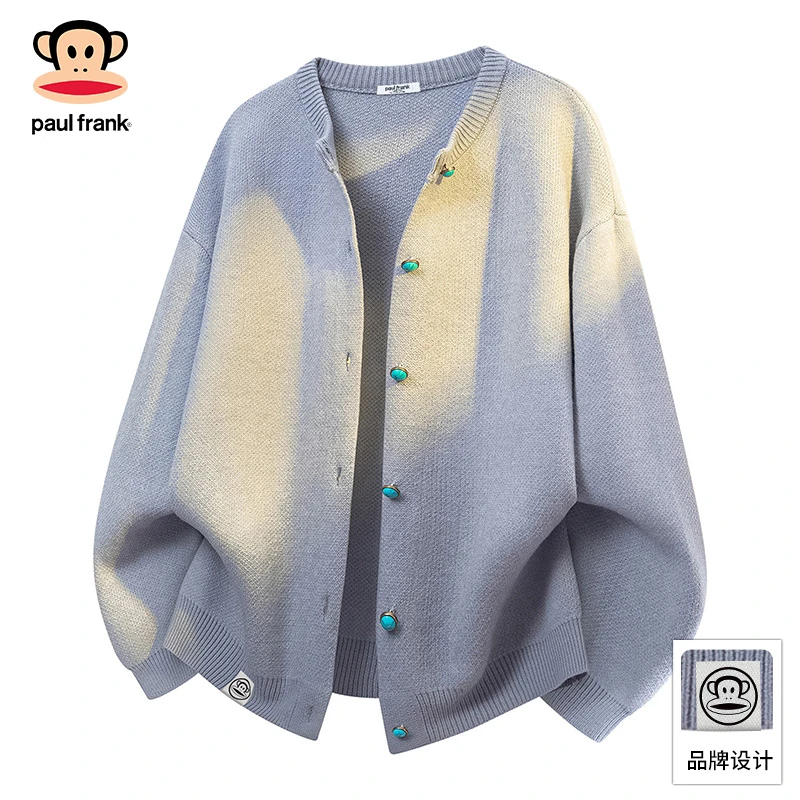 PaulFrank/大嘴猴休闲慵懒风开衫毛衣男秋季新款宽松保暖针织外套