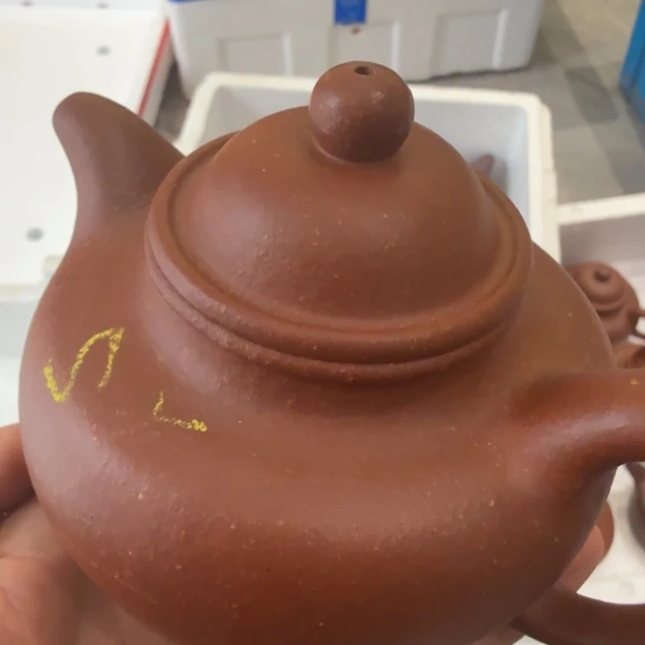 紫砂茶壶350cc红降坡微瑕掇球